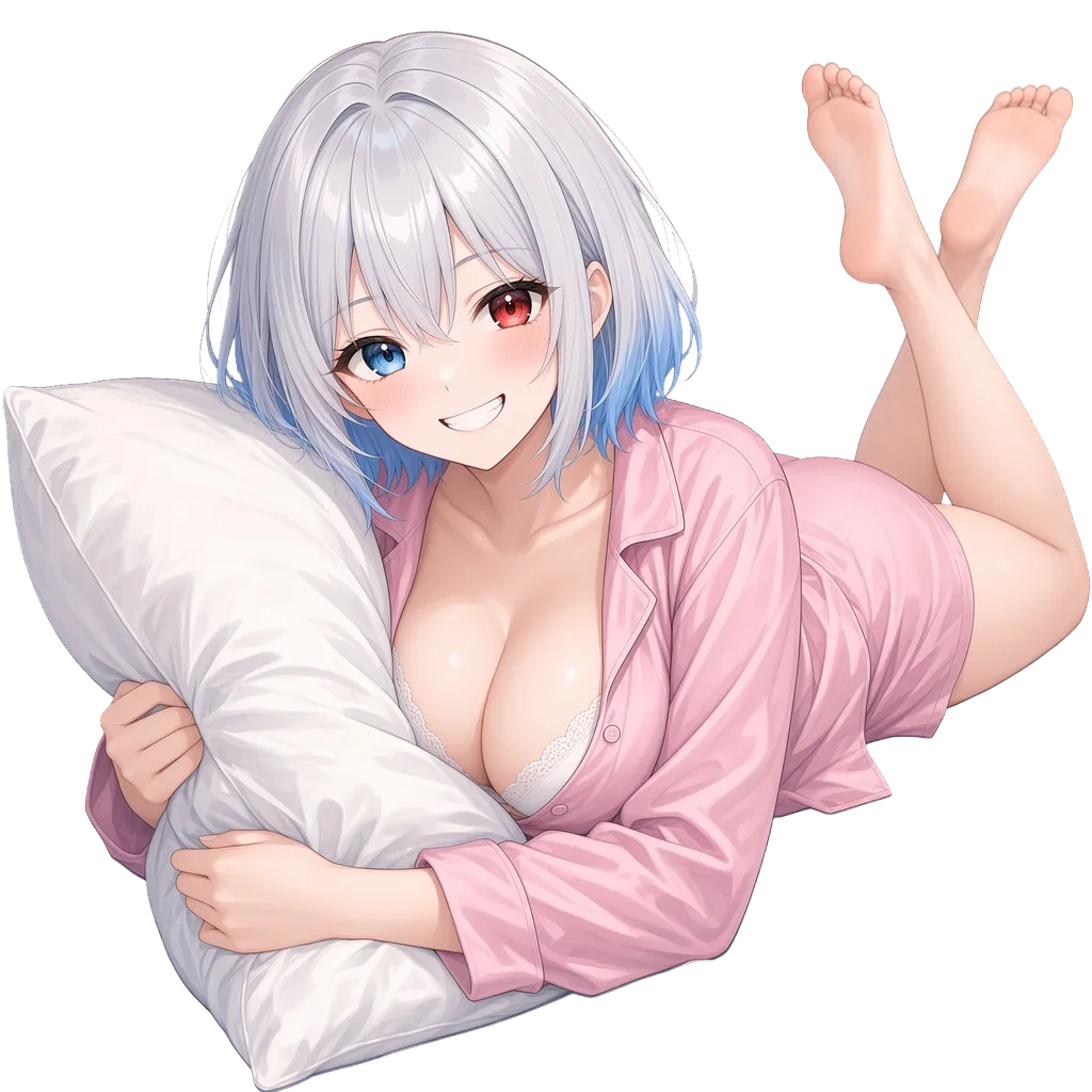 ミア: 枕を抱えて